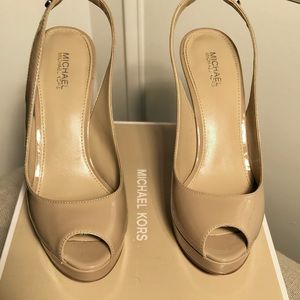 Michael Kors York Nude Peep Toe Slingback Heels